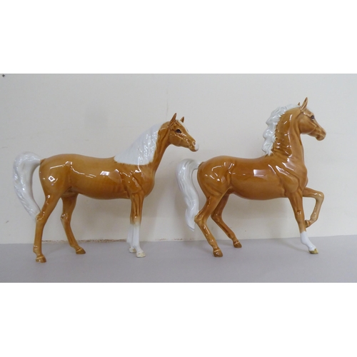 320 - A group of five Beswick china horses/foals, each in brown tan with white  manes  largest 6... 