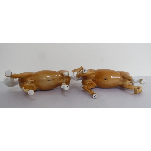 320 - A group of five Beswick china horses/foals, each in brown tan with white  manes  largest 6... 