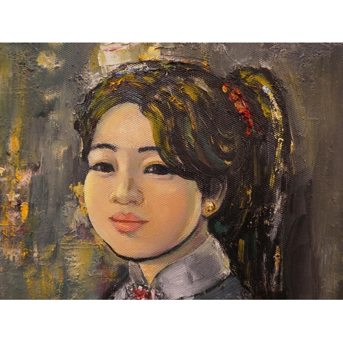 25 - Pham Mui - 'Woman Sitting'  oil on panel  bears an indistinct signature & date  23