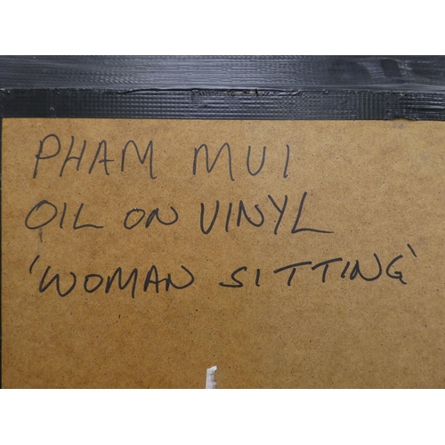 25 - Pham Mui - 'Woman Sitting'  oil on panel  bears an indistinct signature & date  23