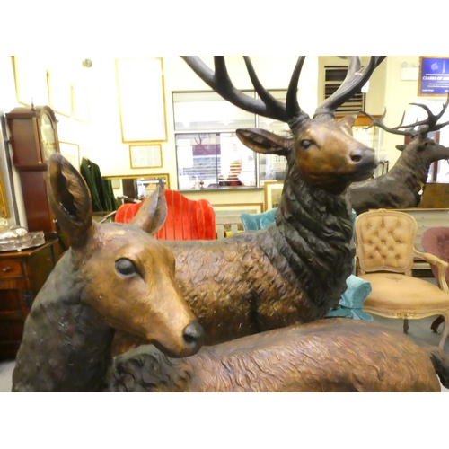 26 - A modern cast bronze model, a one piece stag  94