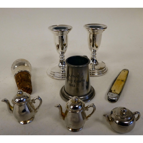 47 - A mixed lot: to include silver plate; and purpose instruments, featuring a Lufkin of USA  