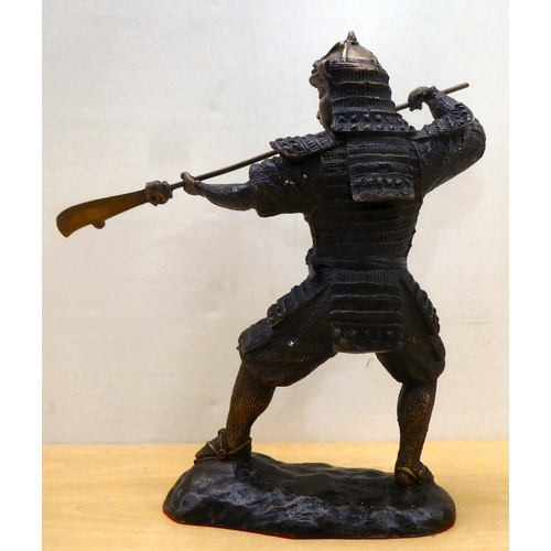 49 - A cast bronze model, a Samurai warrior with a separate long sword  18