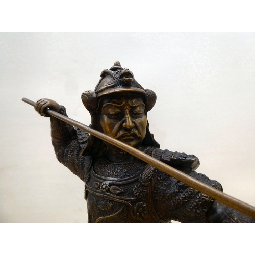 49 - A cast bronze model, a Samurai warrior with a separate long sword  18