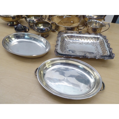 6 - Silver plate: to include a fruit basket of rectangular pierced form with swing handle  12