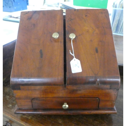 86 - A 19thC brass banded walnut writing slope with straight sides and a hinged lid  7