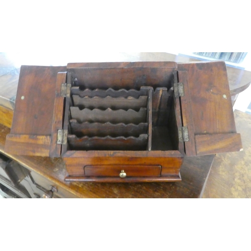 86 - A 19thC brass banded walnut writing slope with straight sides and a hinged lid  7