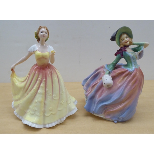 93 - Seven Royal Doulton china figures: to include 'Autumn Breezes'  HN1911  7