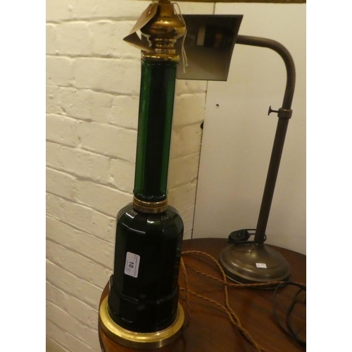 10 - WITHDRAWN - Table lamps: to include a green glass example with a multi-faceted column  21