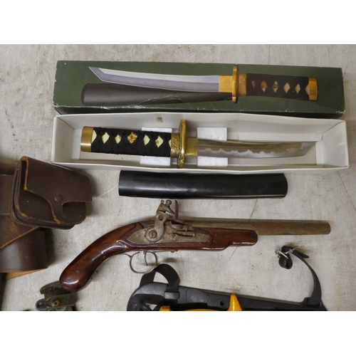 102 - Ornamental replica weapons: to include a Japanese Tanto  the blade 8