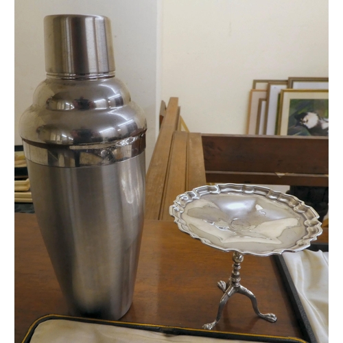 107 - Silver and silver plate: to include a silver replica of a Georgian pedestal table  London marks... 