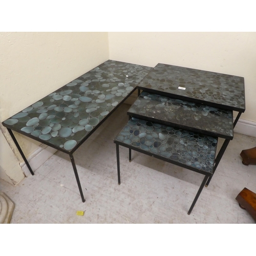 108 - Four 1960/70s metal framed coffee tables, each top set with a ceramic tile with a pebble pattern&nbs... 