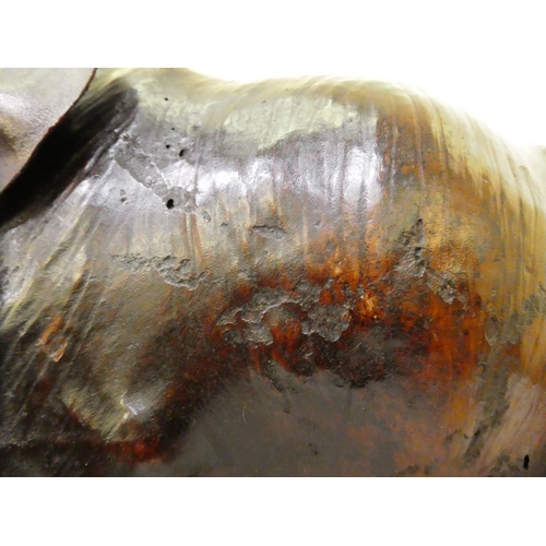 137 - A Liberty's inspired, moulded and stained leather model, a trumpeting elephant&nbsp; 21