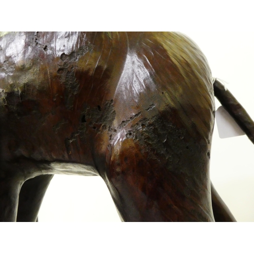 137 - A Liberty's inspired, moulded and stained leather model, a trumpeting elephant&nbsp; 21