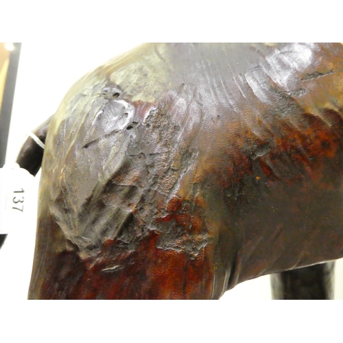 137 - A Liberty's inspired, moulded and stained leather model, a trumpeting elephant&nbsp; 21