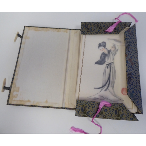 139 - A series of twelve 20thC Chinese figure studies - young women, displaying fashionable costumes  wate... 