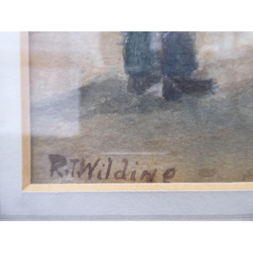 144 - RT Wilding - 'The Tees at Eaglescliffe' featuring a fisherman in conversation with a girl seated on ... 