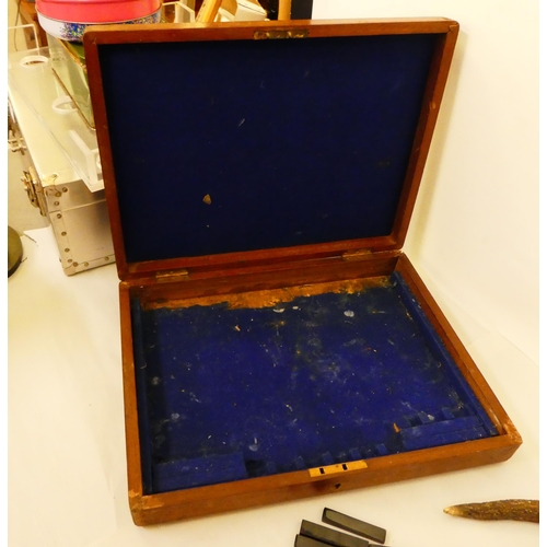 147 - A box of restoration materials: to include fragments of tortoiseshell, bone and mother-of-pearl