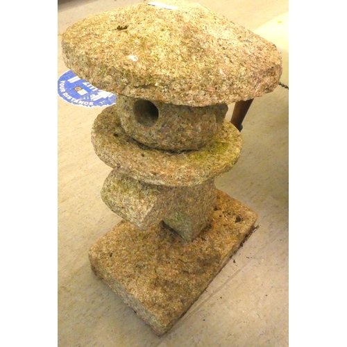 149 - A weathered granite, two part bird feeder, on a platform base&nbsp; 30