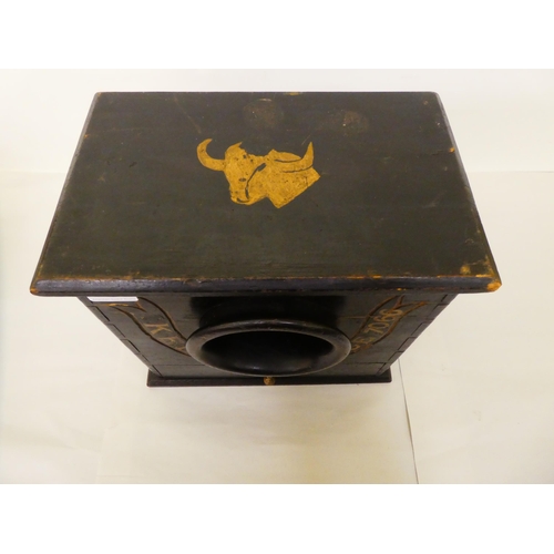 151 - An RAOB black stained, table-top ballot box with an inscription  12