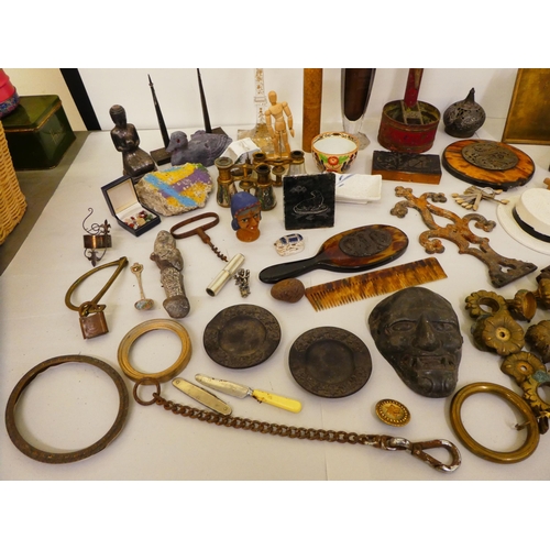 152 - Miscellaneous collectables: to include a set of four turned wooden wheels&nbsp; 4.5