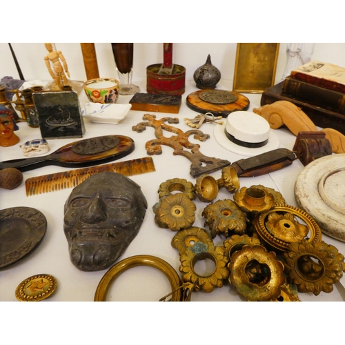 152 - Miscellaneous collectables: to include a set of four turned wooden wheels&nbsp; 4.5