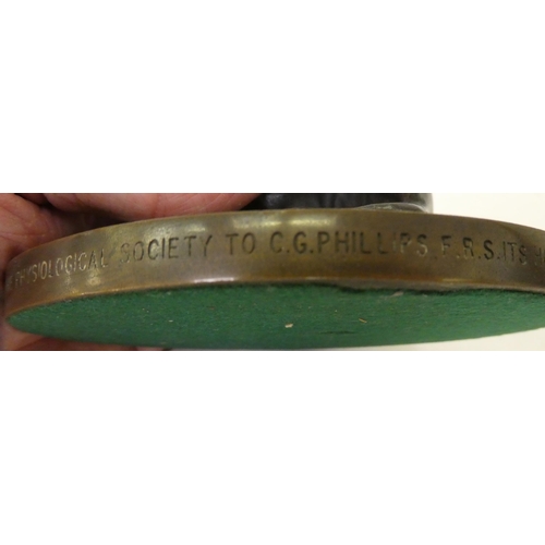 156 - A 1960s cast and patinated bronze model, a seated hound, scratching its ears&nbsp; 3.5