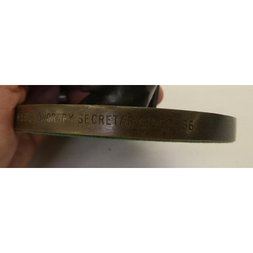 156 - A 1960s cast and patinated bronze model, a seated hound, scratching its ears&nbsp; 3.5