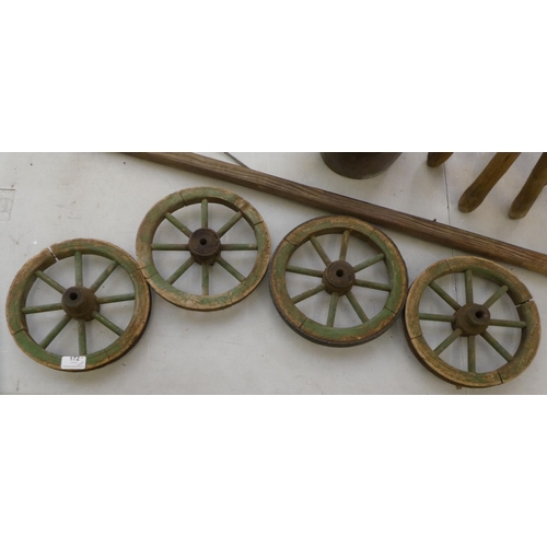 172 - 19thC vernacular collectables: to include a child's open arm chair with a solid seat; a set of four ... 