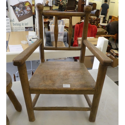 172 - 19thC vernacular collectables: to include a child's open arm chair with a solid seat; a set of four ... 