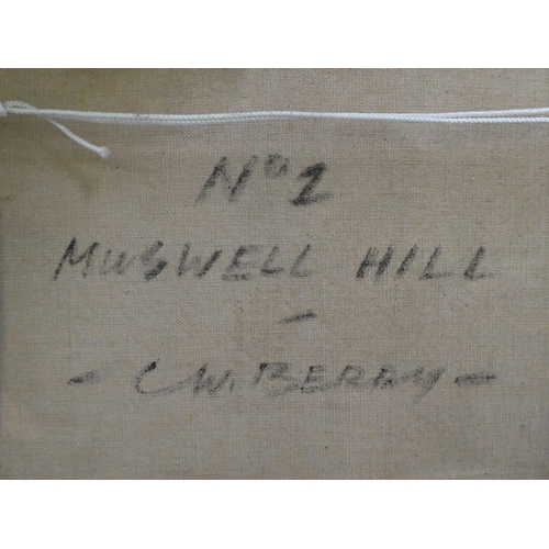 253 - Reputed to be Charles W Berry - 'Muswell Hill'  oil on canvas  bears text verso  19