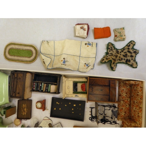 309 - Dolls house furniture, circa 1890-1950: to include kitchenalia and musical instruments