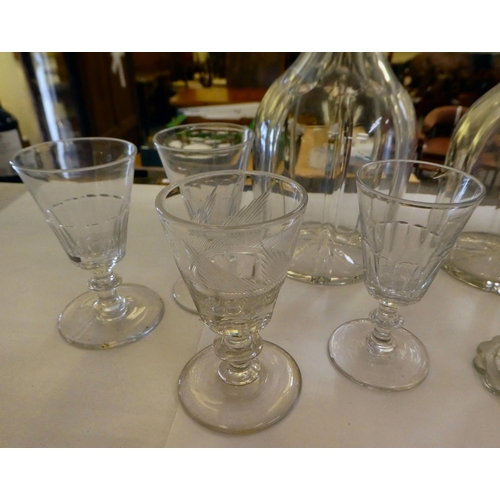 313 - 19thC glassware: to include pedestal rummers, two decorated with stoppers