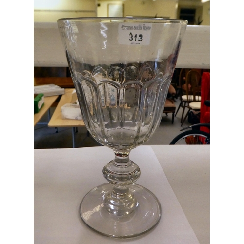 313 - 19thC glassware: to include pedestal rummers, two decorated with stoppers