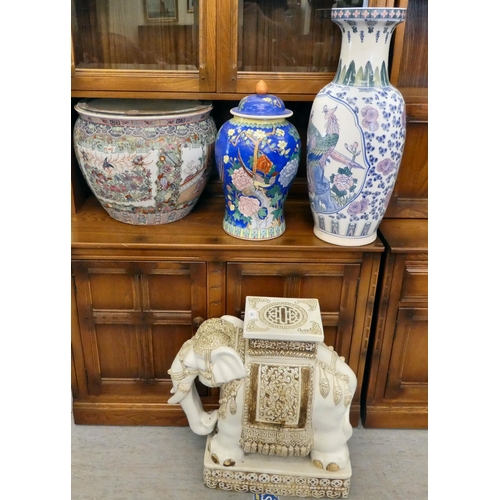 320 - Ceramics: to include a china garden seat, fashioned as an elephant  18