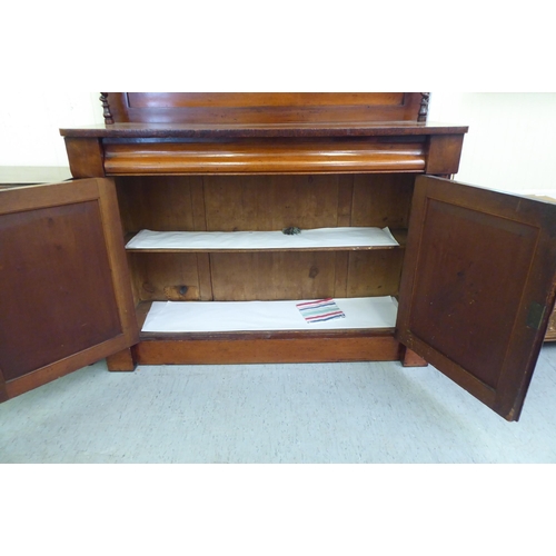 4 - A late Victorian mahogany chiffonier with a panelled back and barleytwist uprights, a frieze drawer ... 