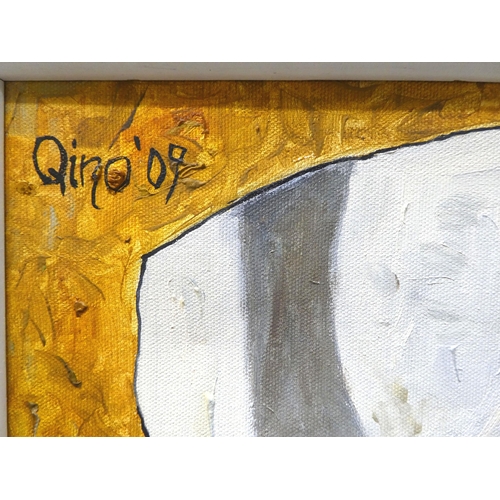 48 - Qino - an abstract, a stone mason  oil on canvas  bears a signature  19