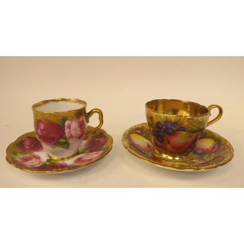 6 - Ten 19th/20thC porcelain and china cabinet cups and saucers; and two trios: to include an Aynsley gi... 