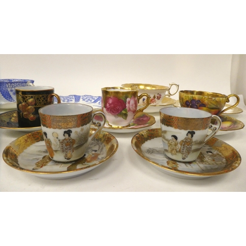 6 - Ten 19th/20thC porcelain and china cabinet cups and saucers; and two trios: to include an Aynsley gi... 