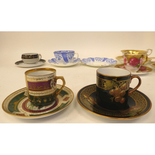 6 - Ten 19th/20thC porcelain and china cabinet cups and saucers; and two trios: to include an Aynsley gi... 