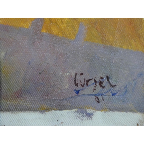 60 - Gursel - four abstract works  oil on canvas  bearing signatures  all approx. 25