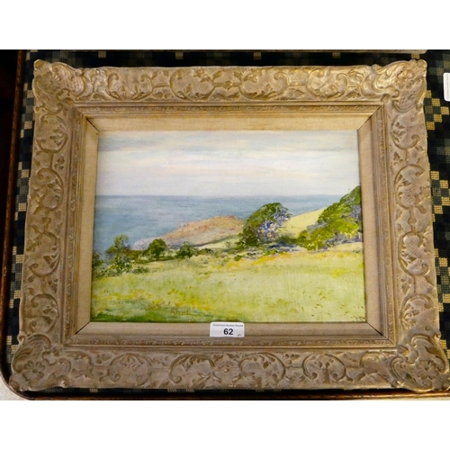 62 - Edward Steel Harper - a Cornish coastal scene  oil on panel  bears a signature & label... 