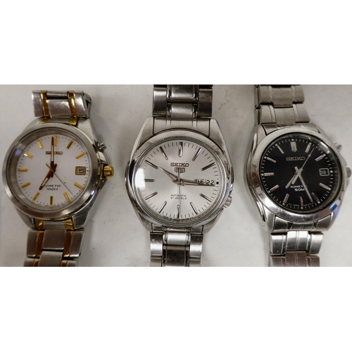 68 - Three Seiko stainless steel cased and strapped wristwatches