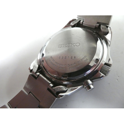 68 - Three Seiko stainless steel cased and strapped wristwatches