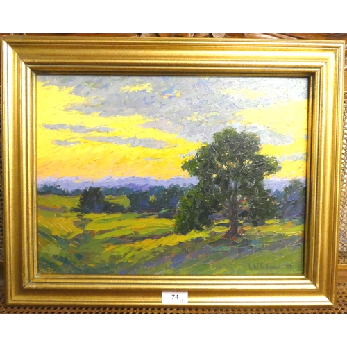 74 - Whitehead - a study of a field with a lone tree  oil on board  bears a signature  12