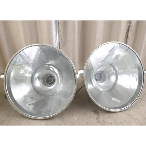 76 - A pair of alloy lights, on brackets with polished shades  23