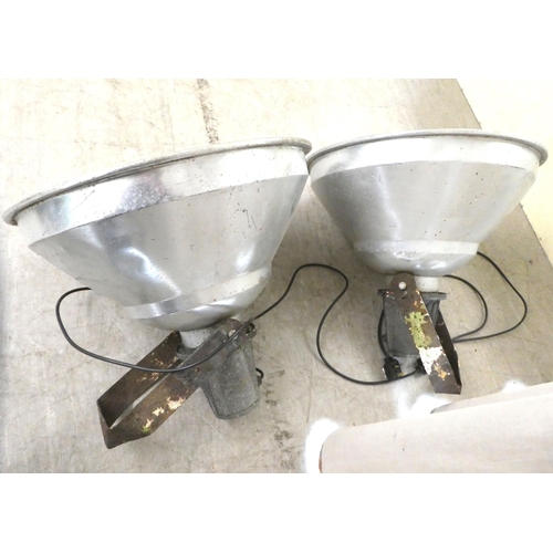 76 - A pair of alloy lights, on brackets with polished shades  23