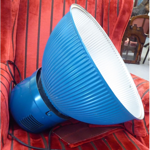 78 - A turquoise coloured alloy light with a corrugated shade  20