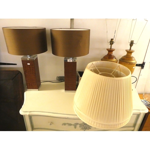 80 - Table lamps: to include a pair with simulated snakeskin ornament  15