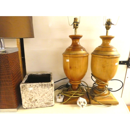 80 - Table lamps: to include a pair with simulated snakeskin ornament  15